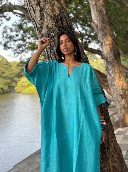 Sky linen kaftan dress