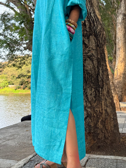 Sky linen kaftan dress
