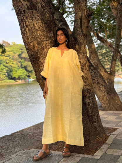 Butter linen kaftan dress