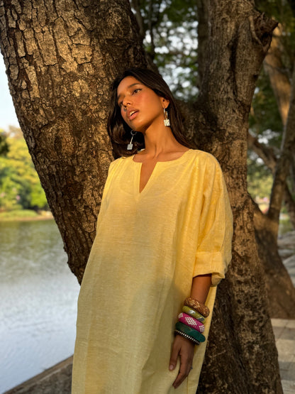 Butter linen kaftan dress
