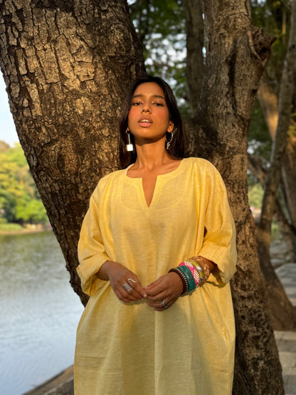 Butter linen kaftan dress