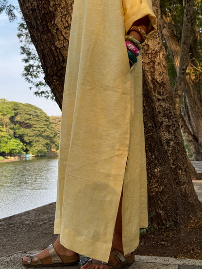 Butter linen kaftan dress