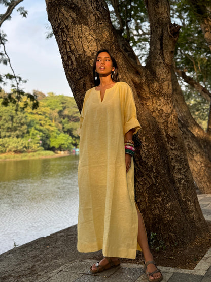 Butter linen kaftan dress