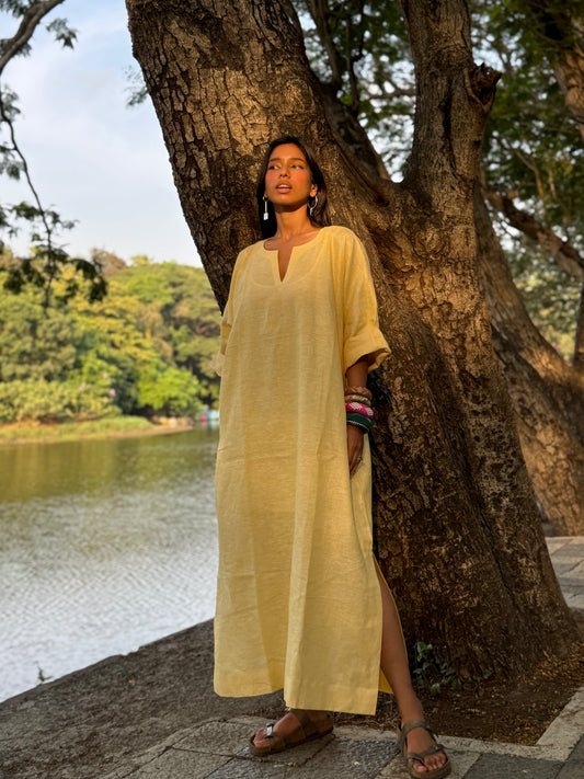 Butter linen kaftan dress