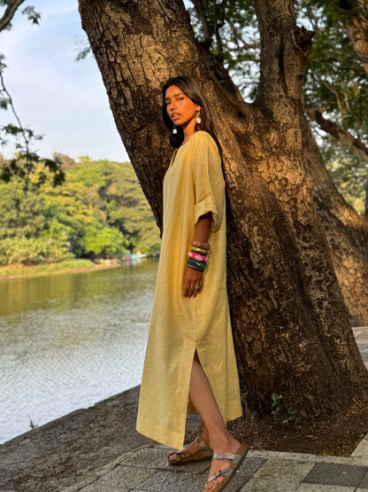 Butter linen kaftan dress