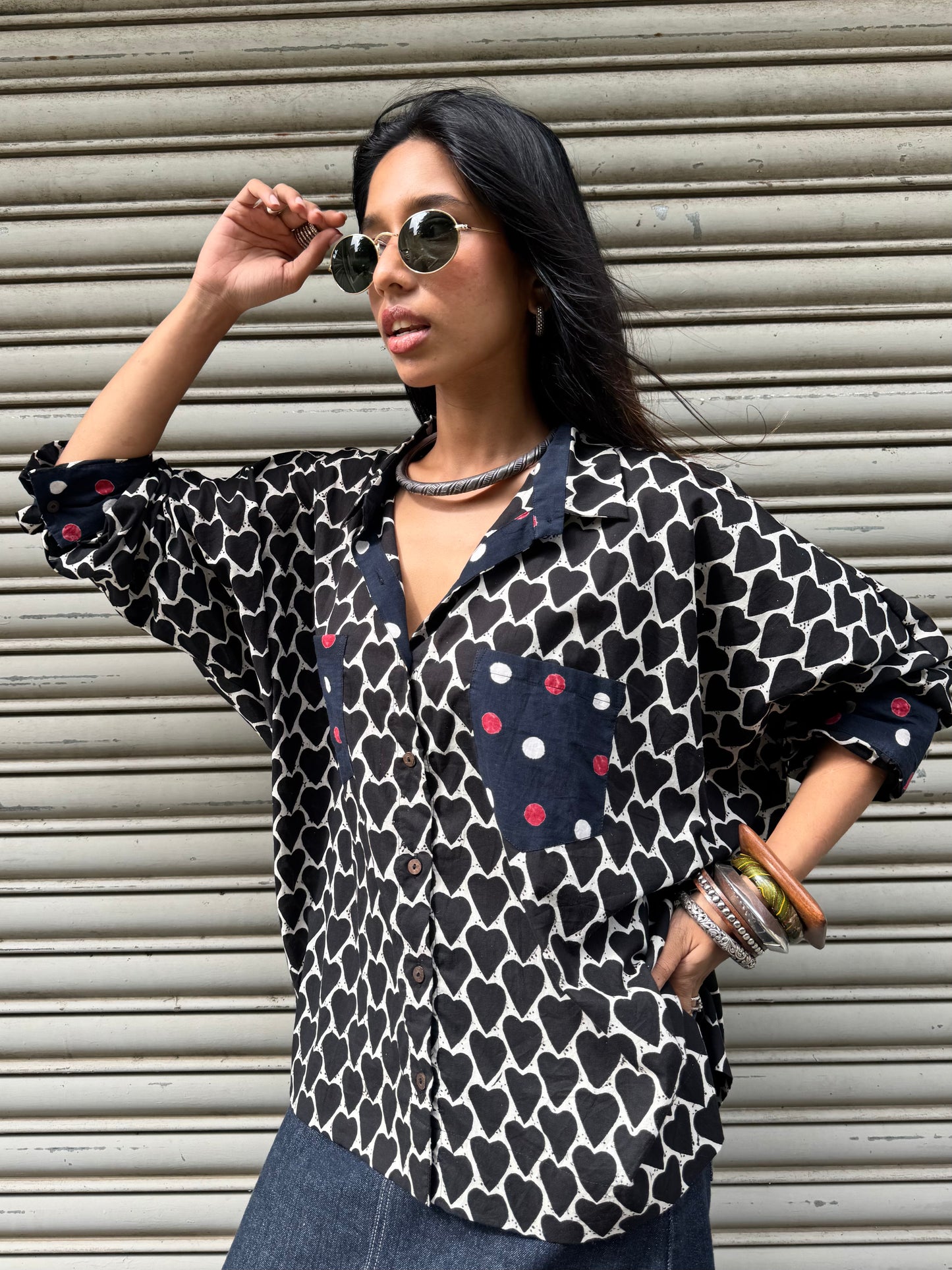 Ebony Heart Cotton Shirt