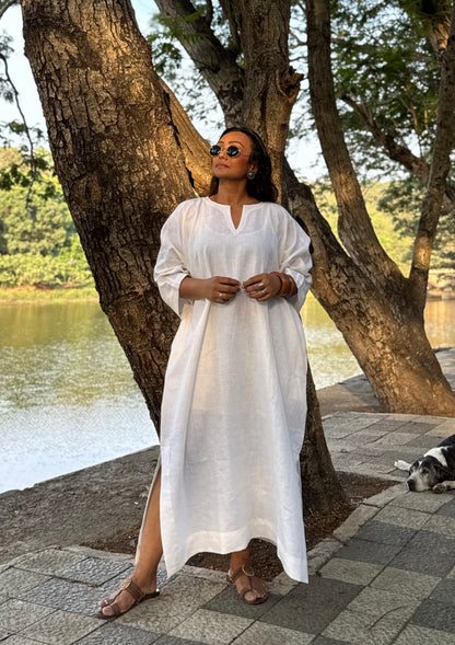 Ivory linen kaftan dress