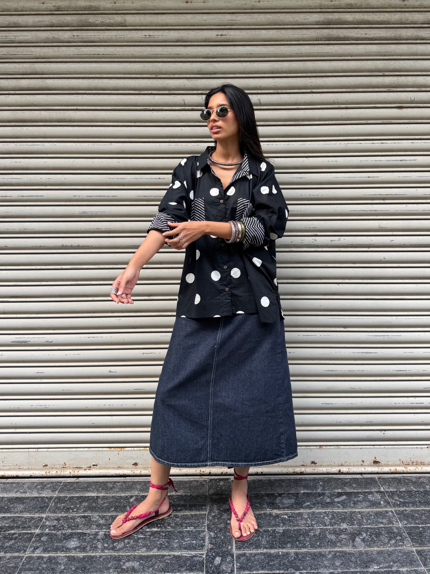 Black Monochrome Cotton Shirt