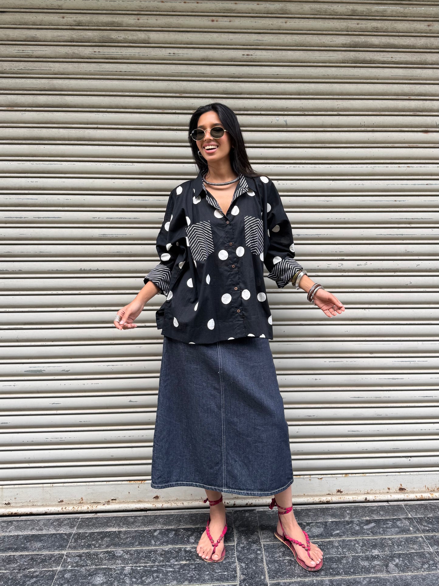 Black Monochrome Cotton Shirt