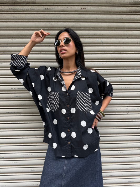 Black Monochrome Cotton Shirt