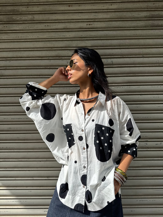 White Monochrome Cotton Shirt