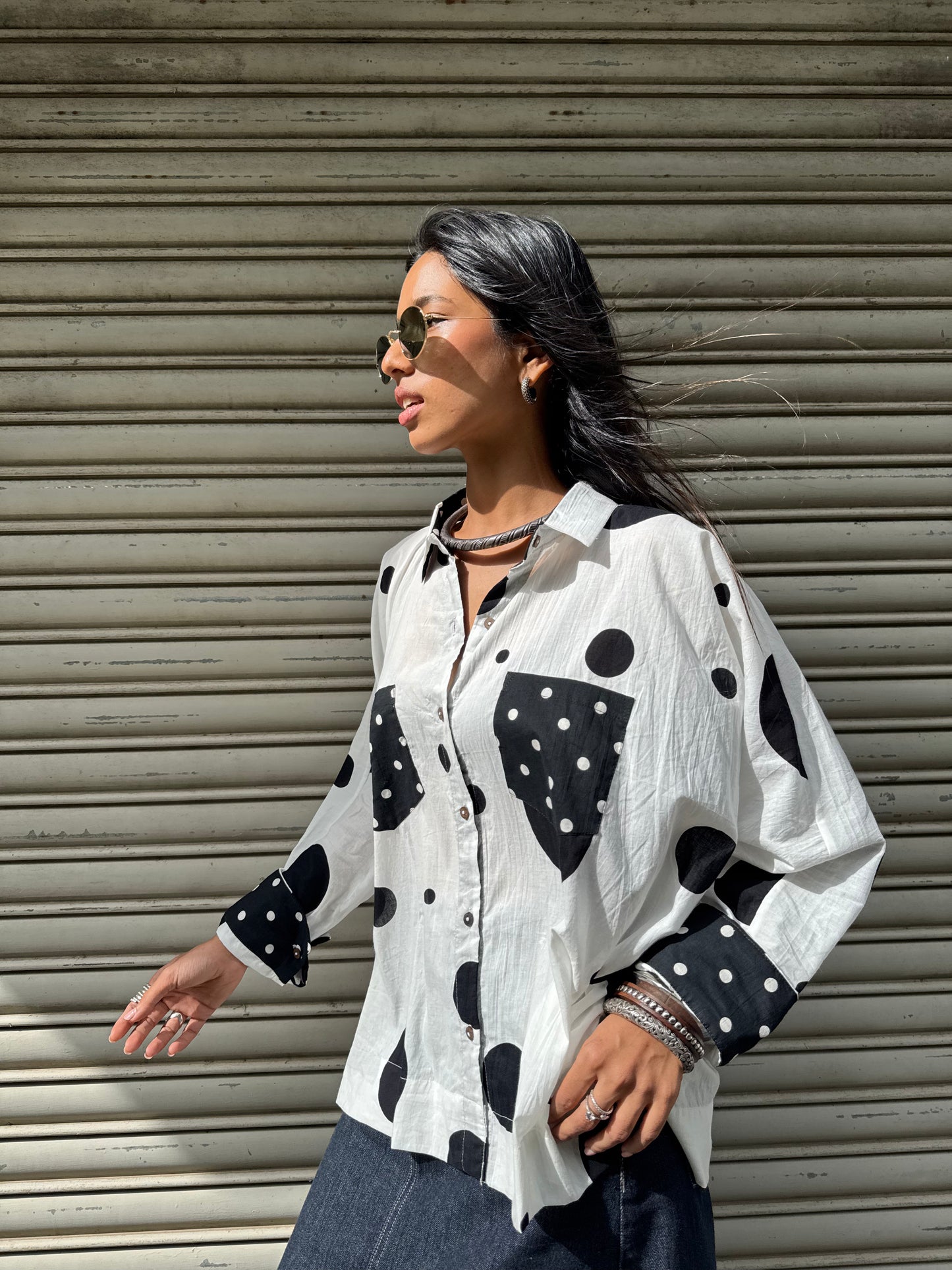 White Monochrome Cotton Shirt