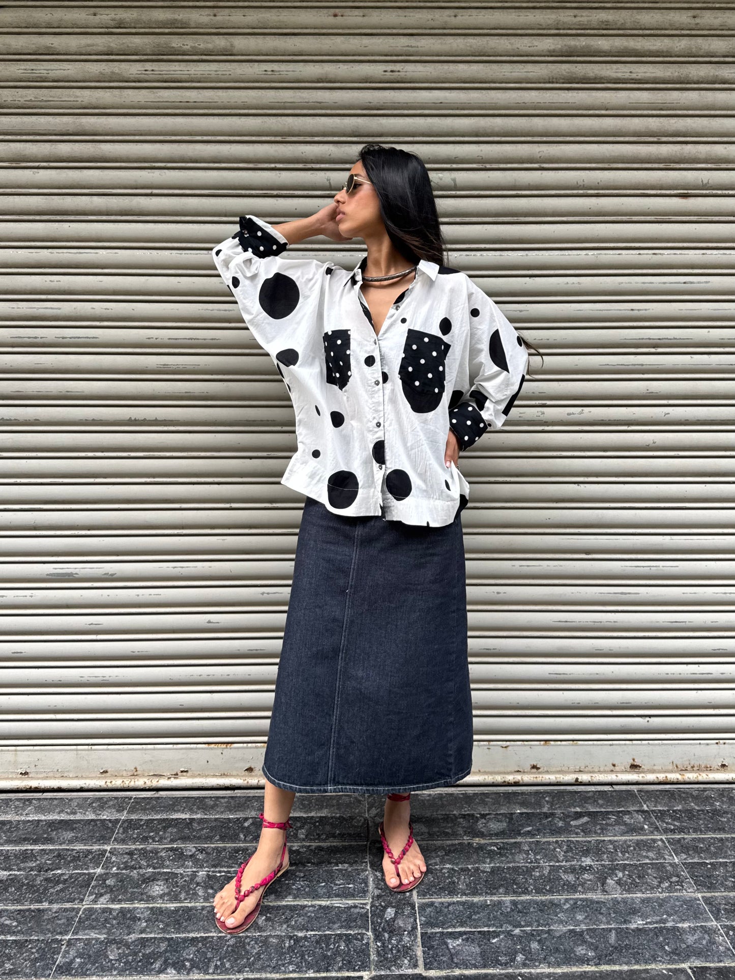 White Monochrome Cotton Shirt