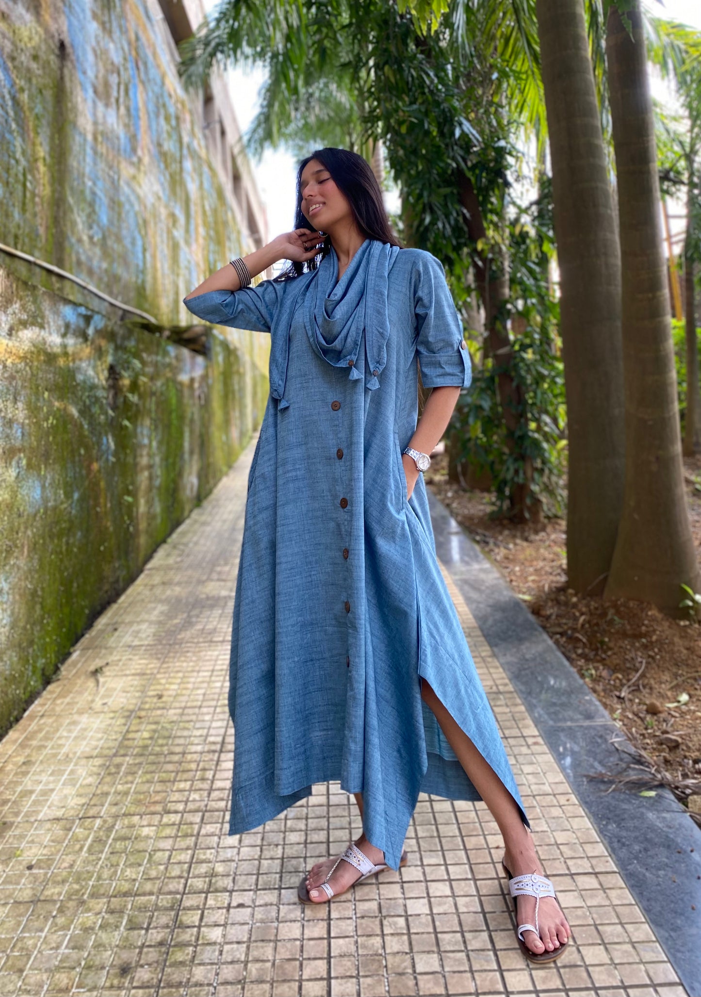 Denim Jhabla dress WITHOUT SCARF