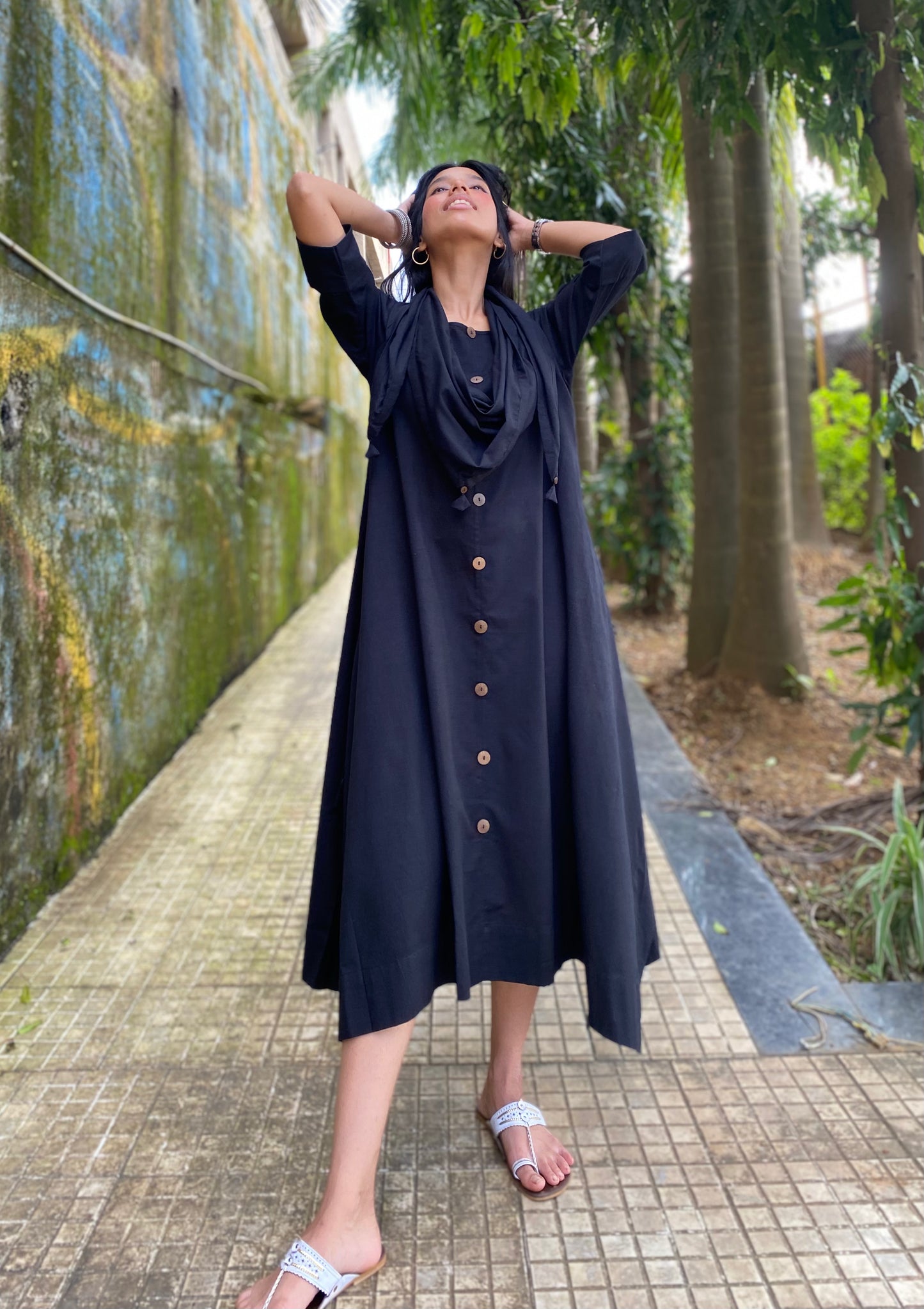 Black Jhabla dress WITH SCARF