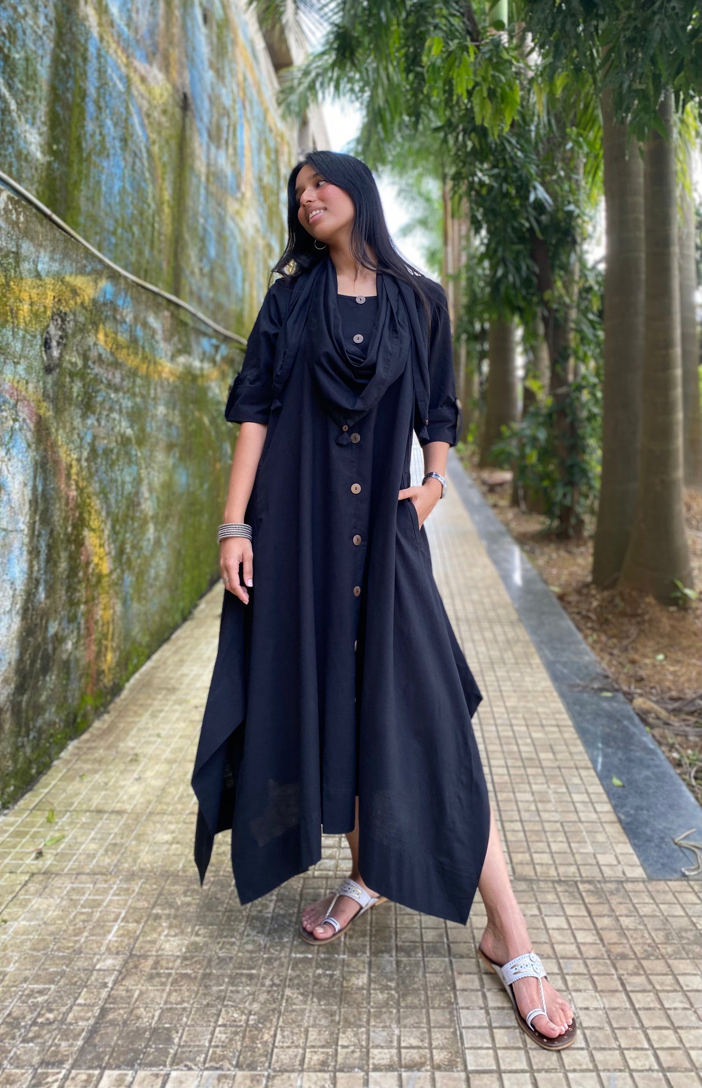 Black Jhabla dress WITH SCARF