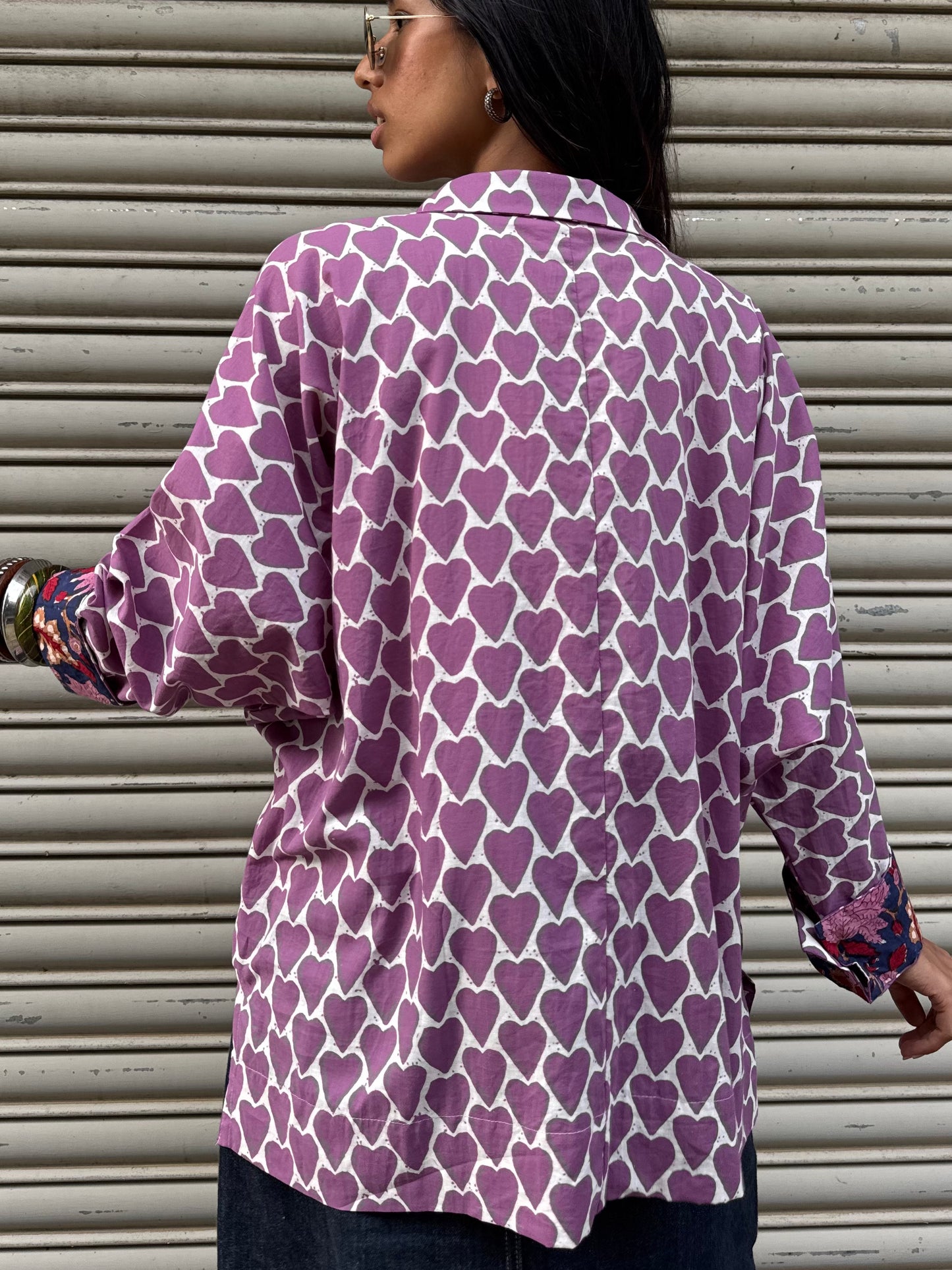 Lilac Heart Cotton Shirt