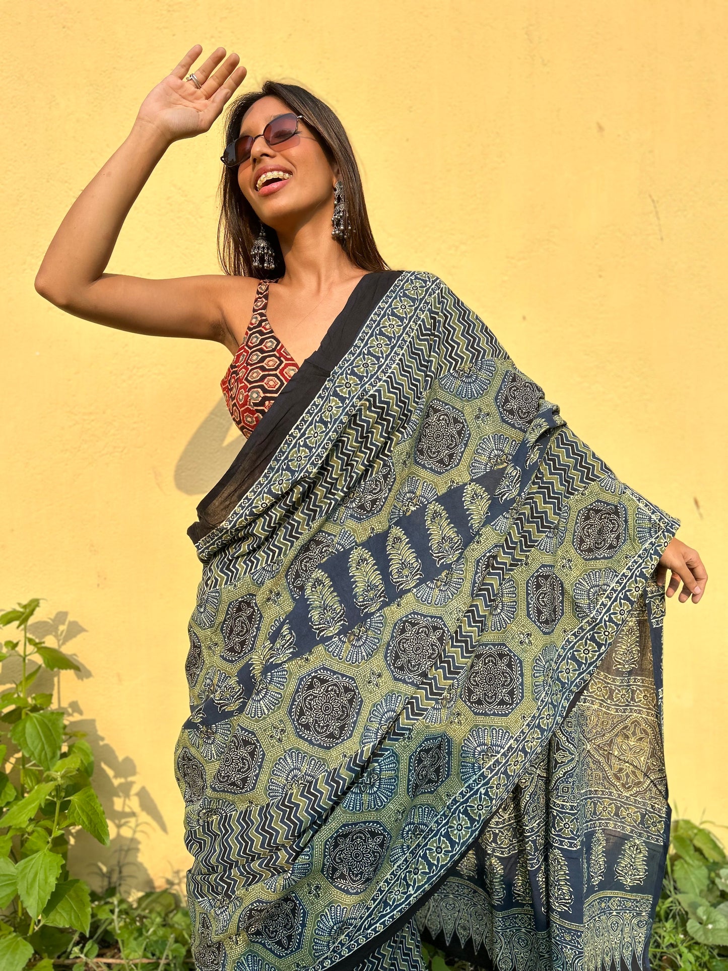 Sonchadi Cotton Ajrakh saree