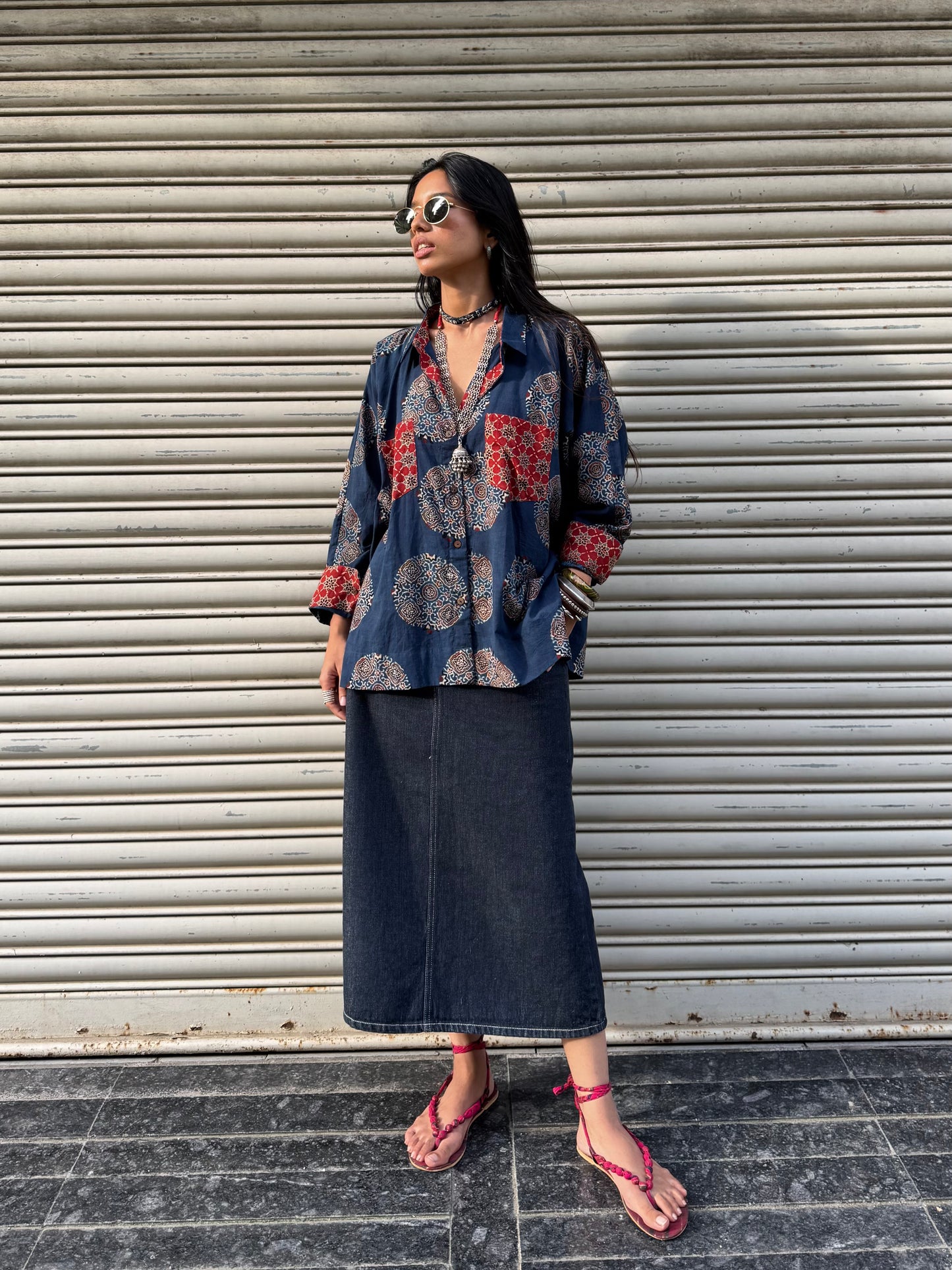 Neela Ajrakh Cotton Shirt