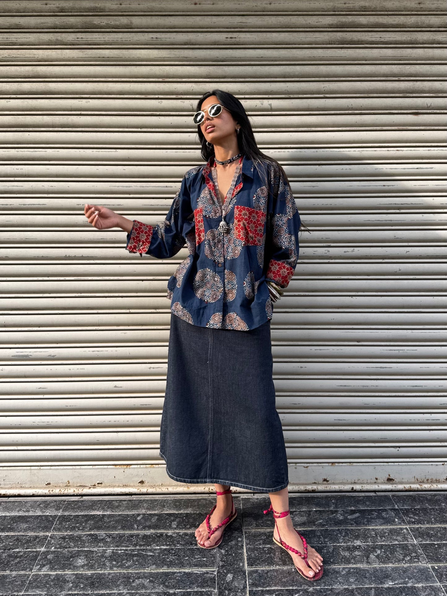 Neela Ajrakh Cotton Shirt