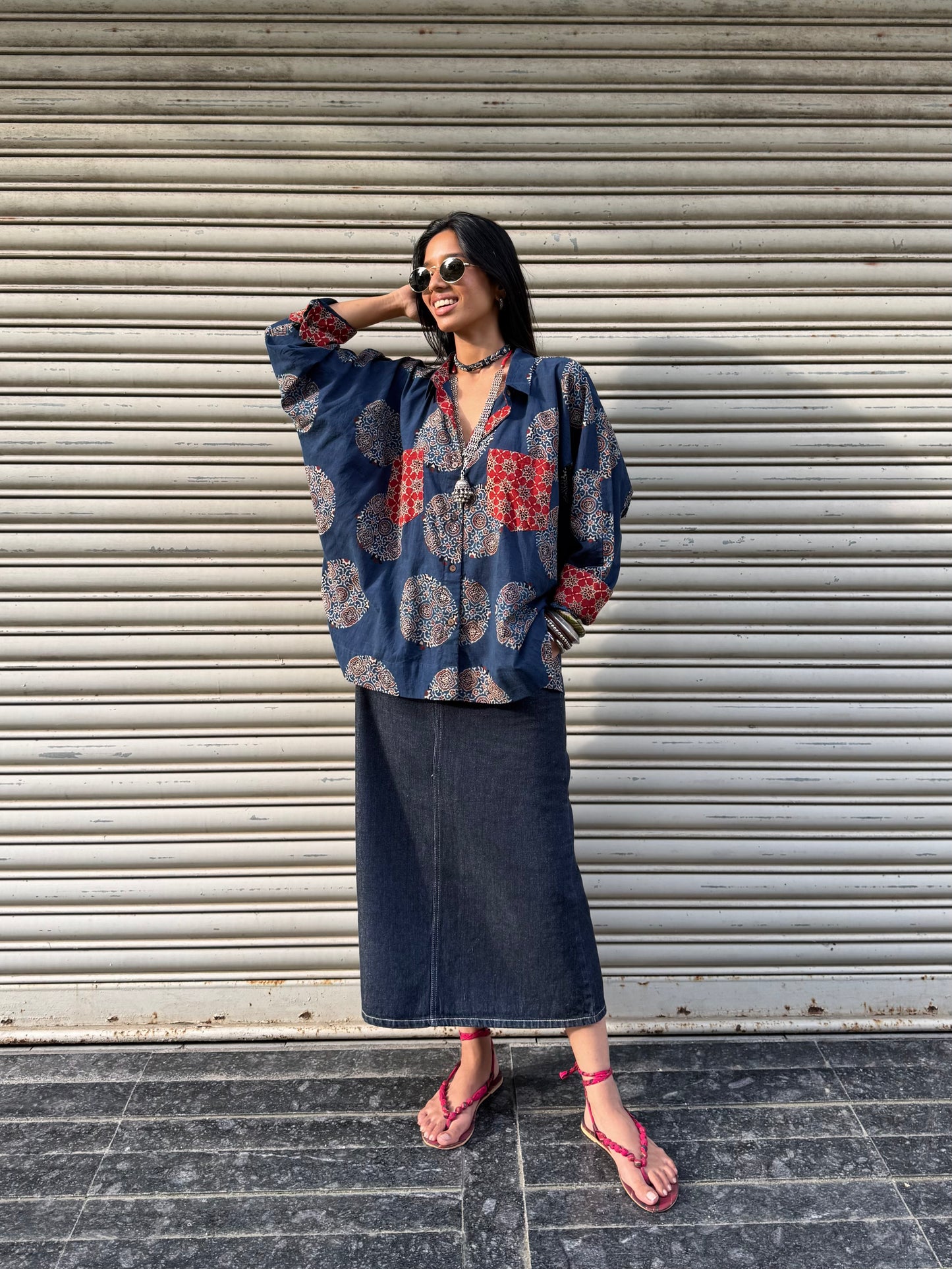 Neela Ajrakh Cotton Shirt