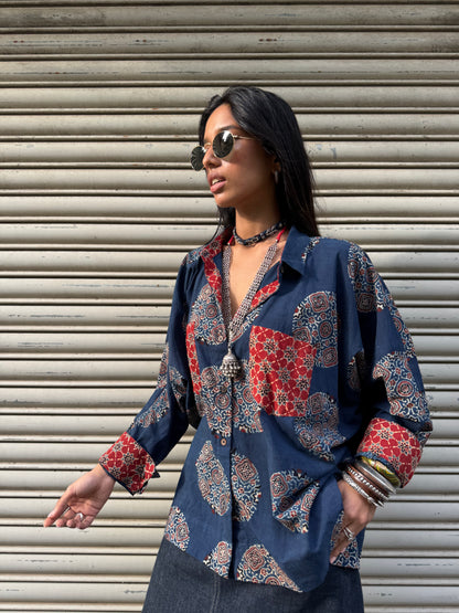 Neela Ajrakh Cotton Shirt