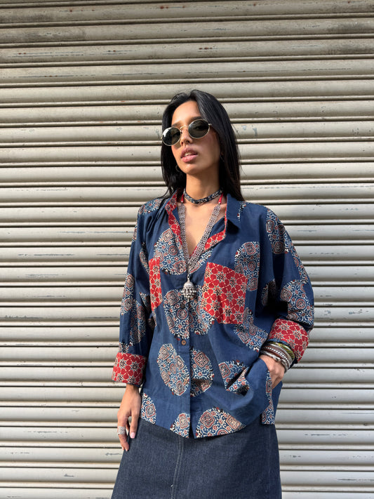 Neela Ajrakh Cotton Shirt