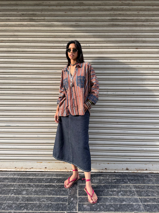 Kora Ajrakh Cotton Shirt