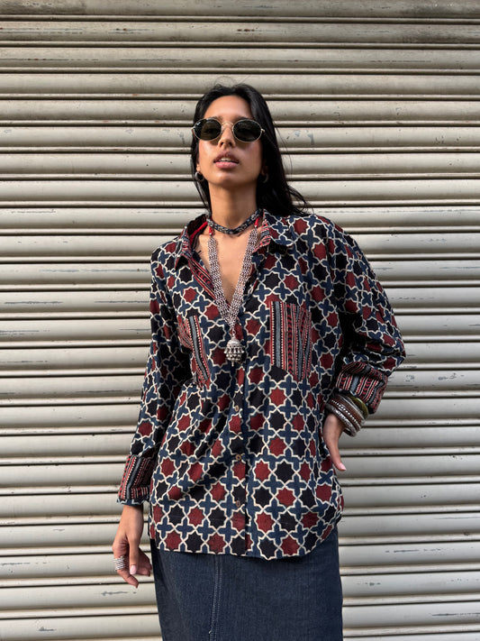 Maze Ajrakh Cotton Shirt