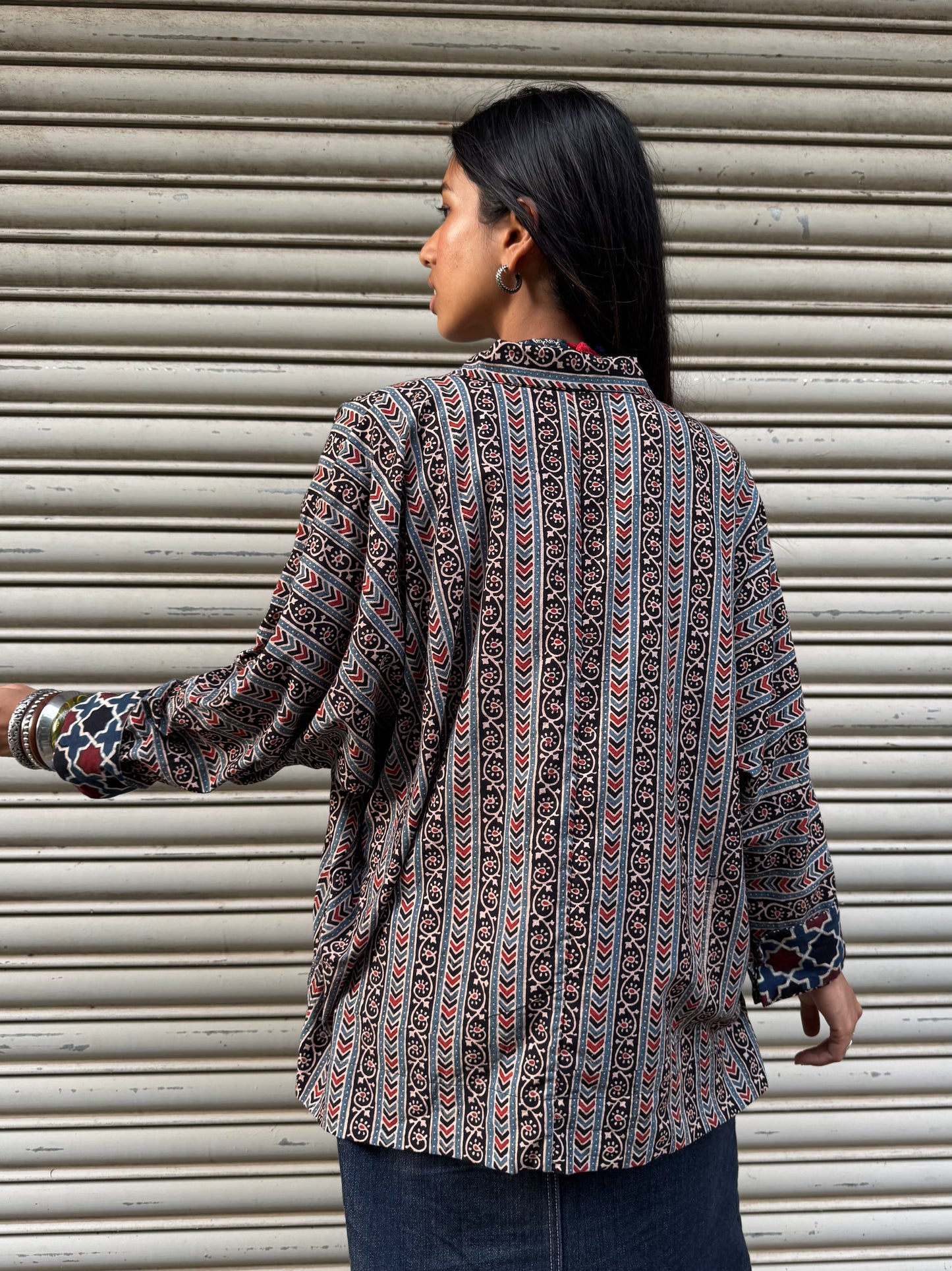 Grid Ajrakh Cotton Shirt