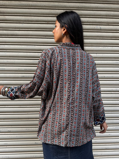 Grid Ajrakh Cotton Shirt