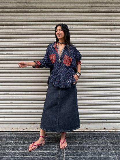 Lotus Ajrakh Cotton Shirt