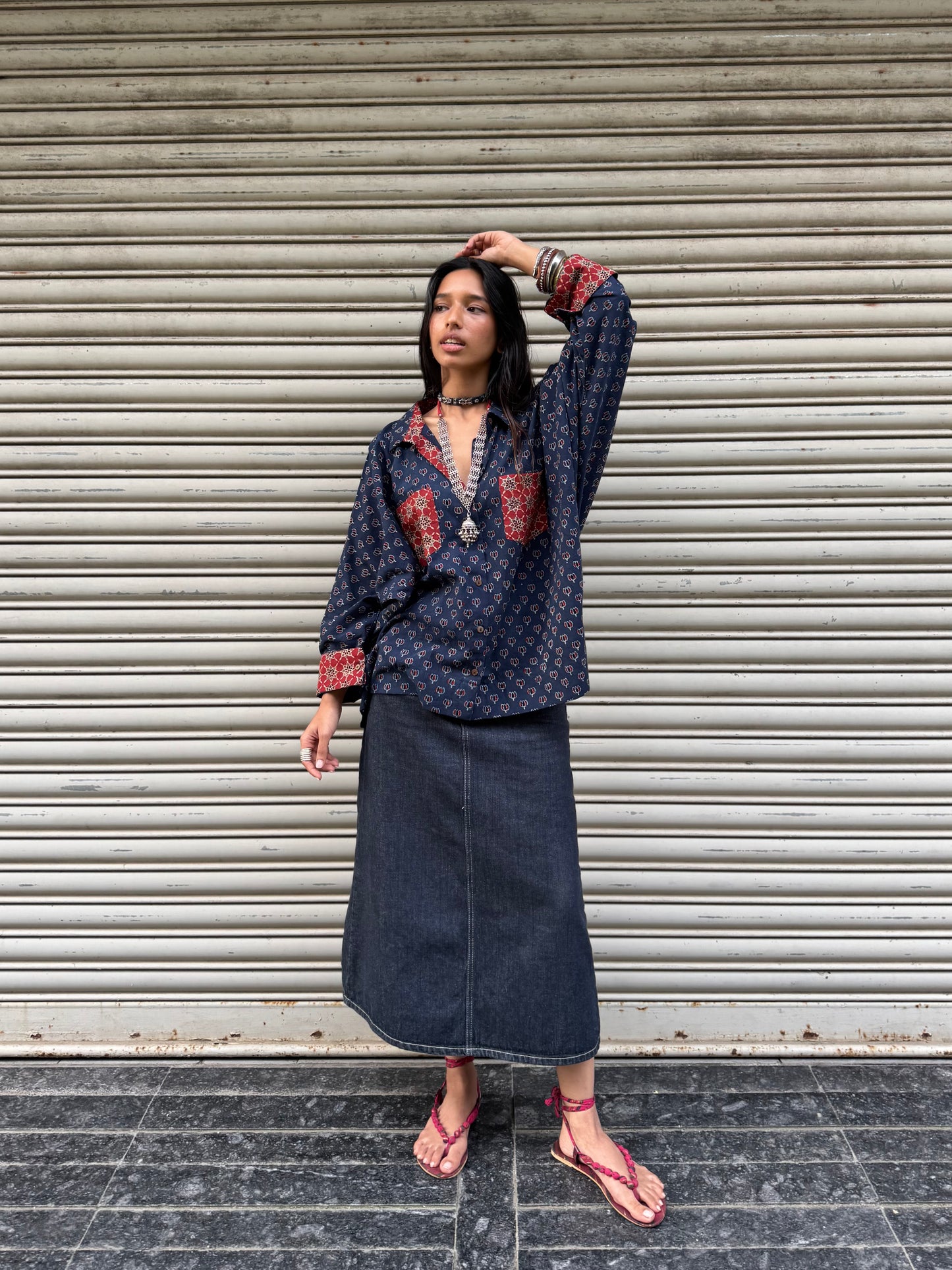 Lotus Ajrakh Cotton Shirt