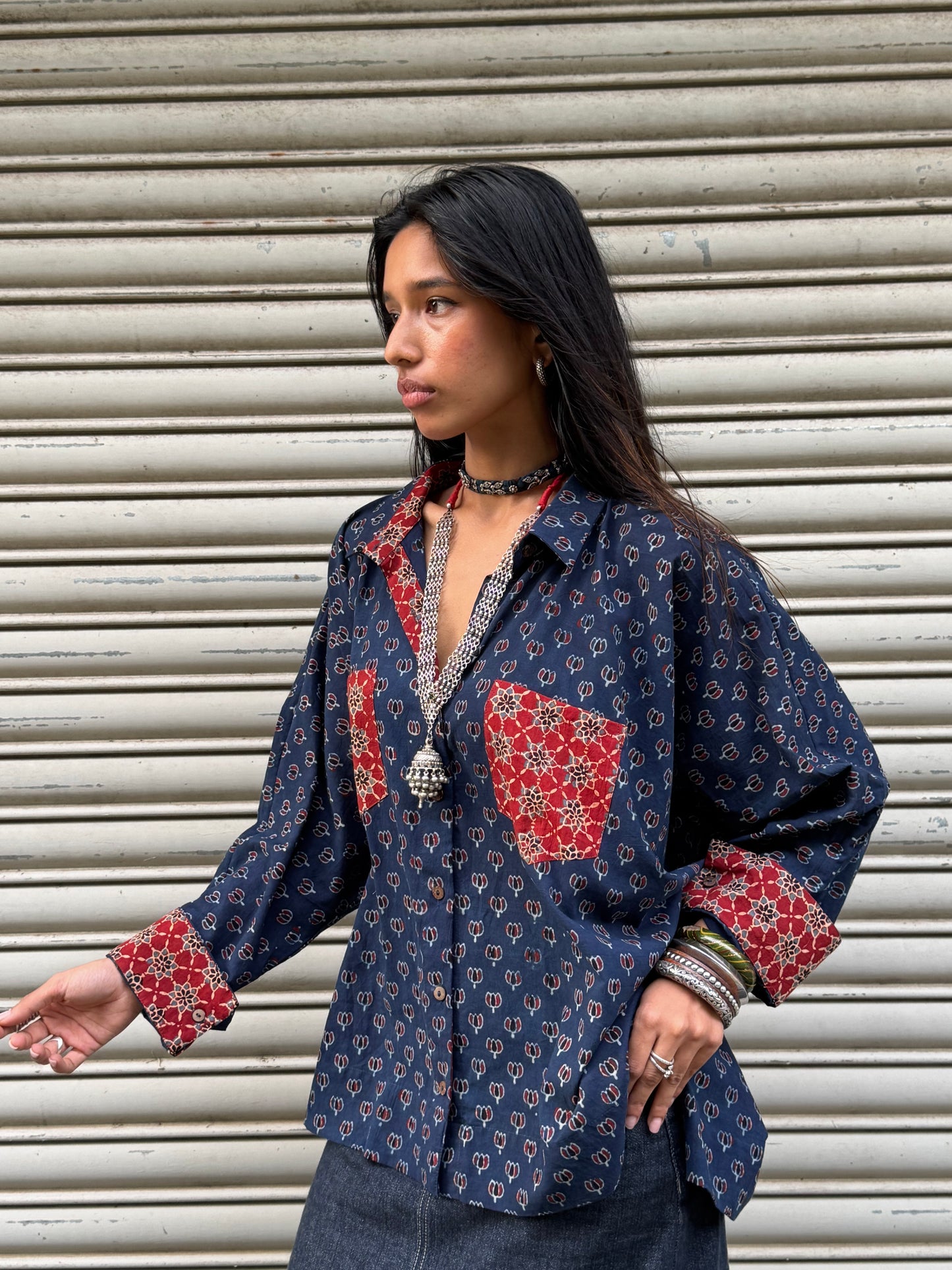 Lotus Ajrakh Cotton Shirt