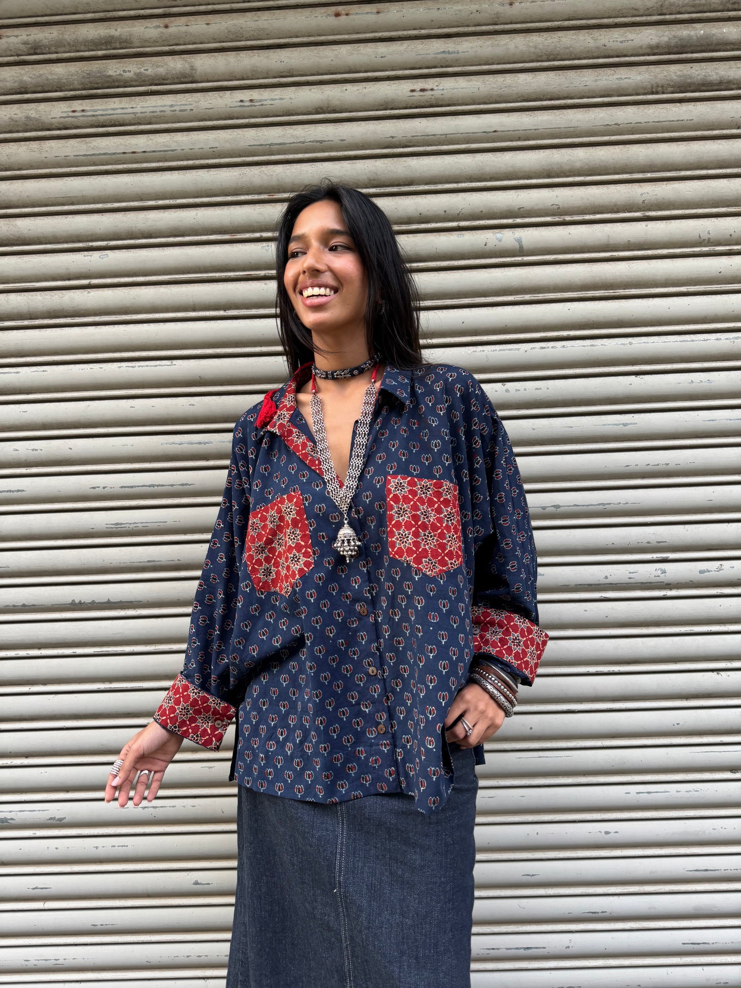 Lotus Ajrakh Cotton Shirt