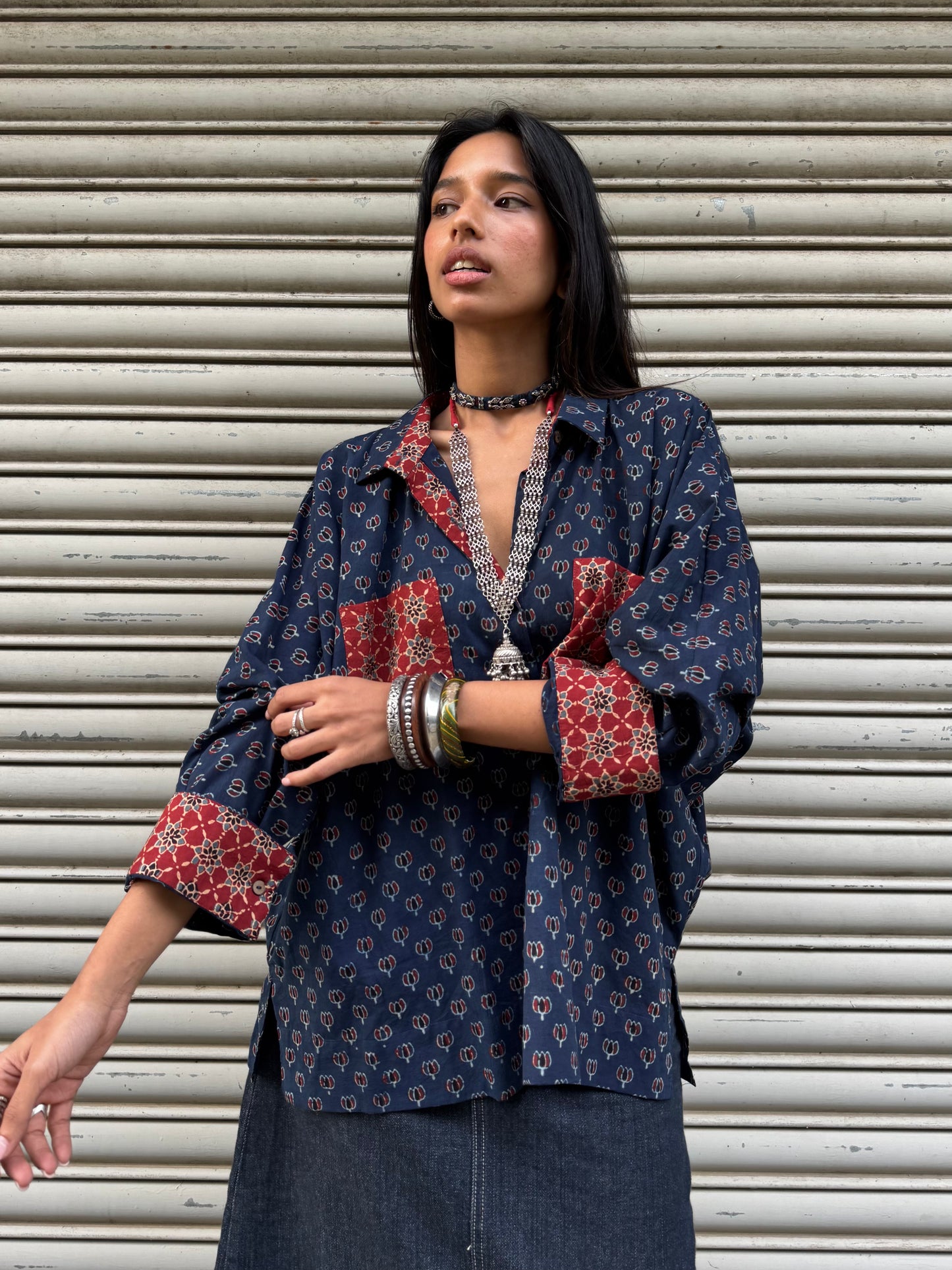 Lotus Ajrakh Cotton Shirt