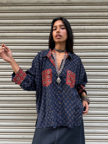 Lotus Ajrakh Cotton Shirt