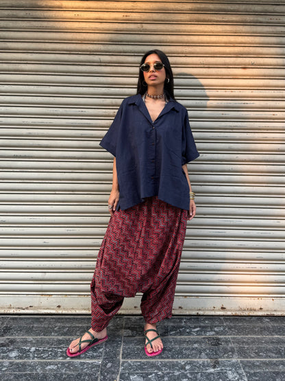 Navy Cotton Slub Shirt