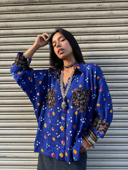 Ink Bandhani Cotton Shirt (PRE ORDER ONLY 25-30 DAYS)
