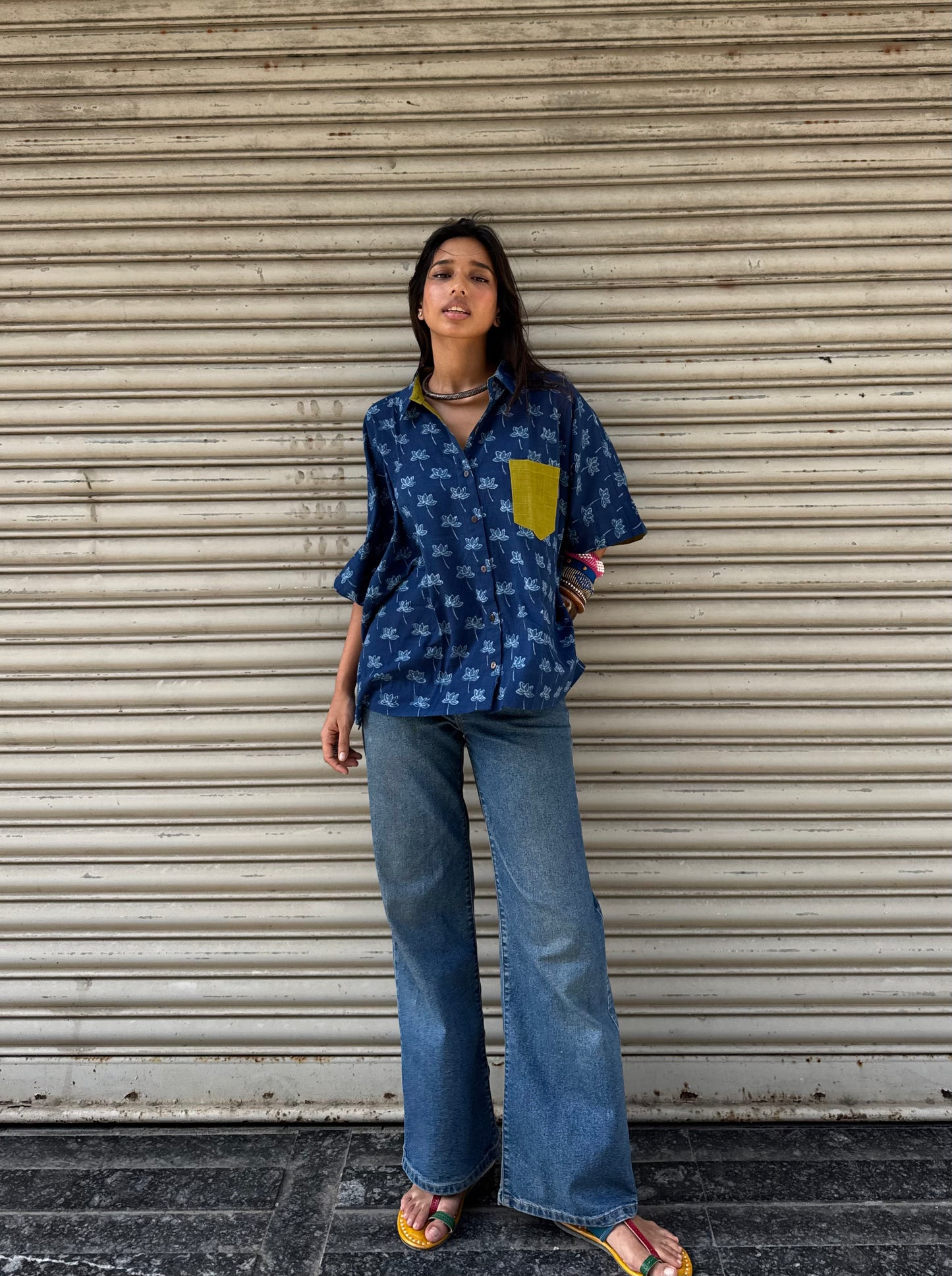 Dandelion Indigo Cotton Shirt