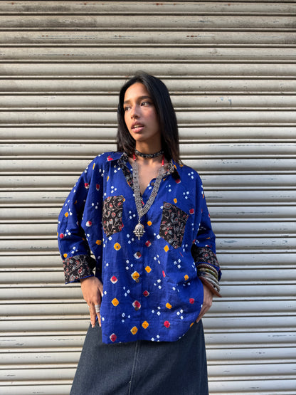 Ink Bandhani Cotton Shirt (PRE ORDER ONLY 25-30 DAYS)