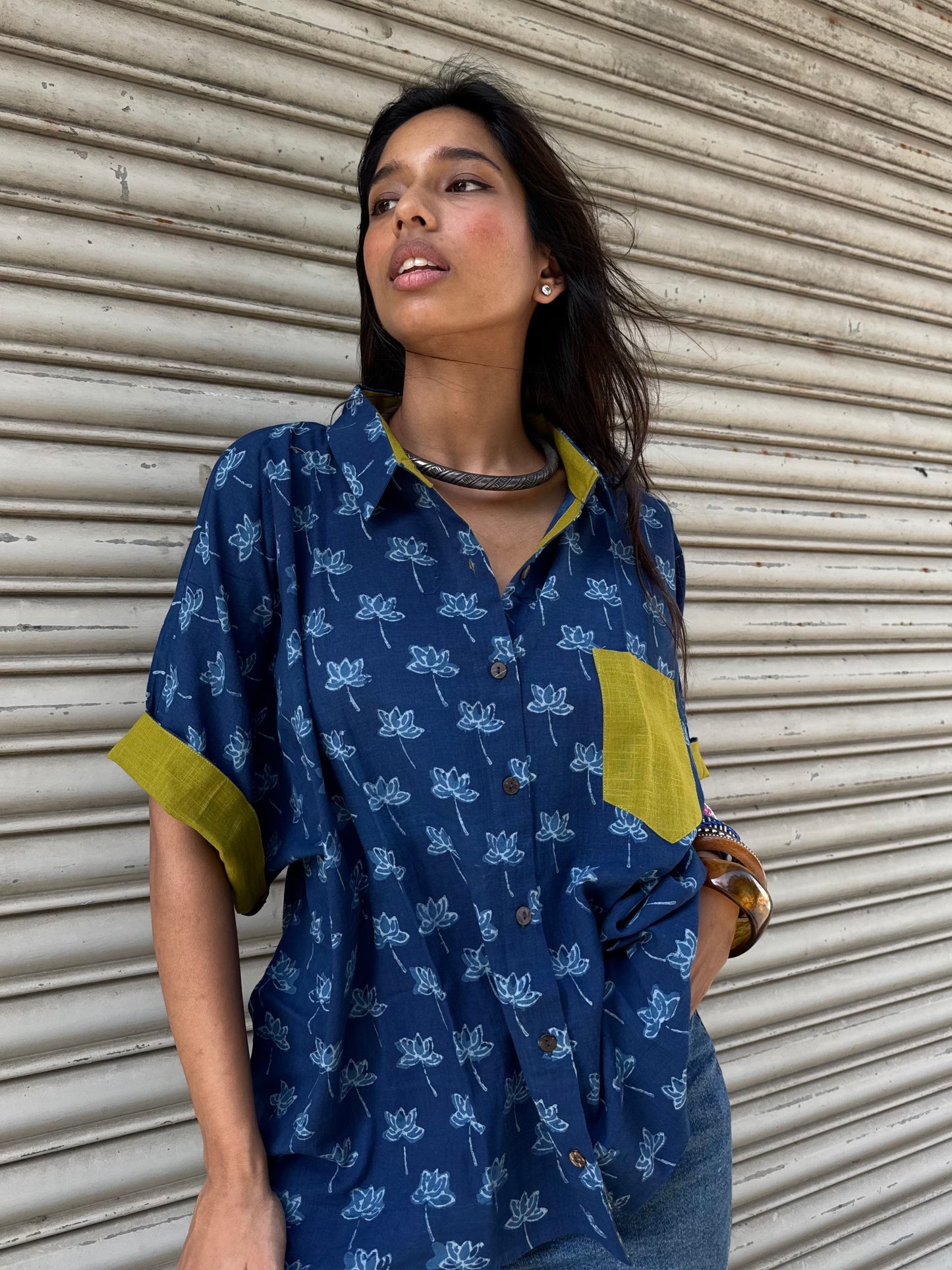 Dandelion Indigo Cotton Shirt