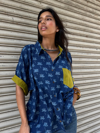 Dandelion Indigo Cotton Shirt
