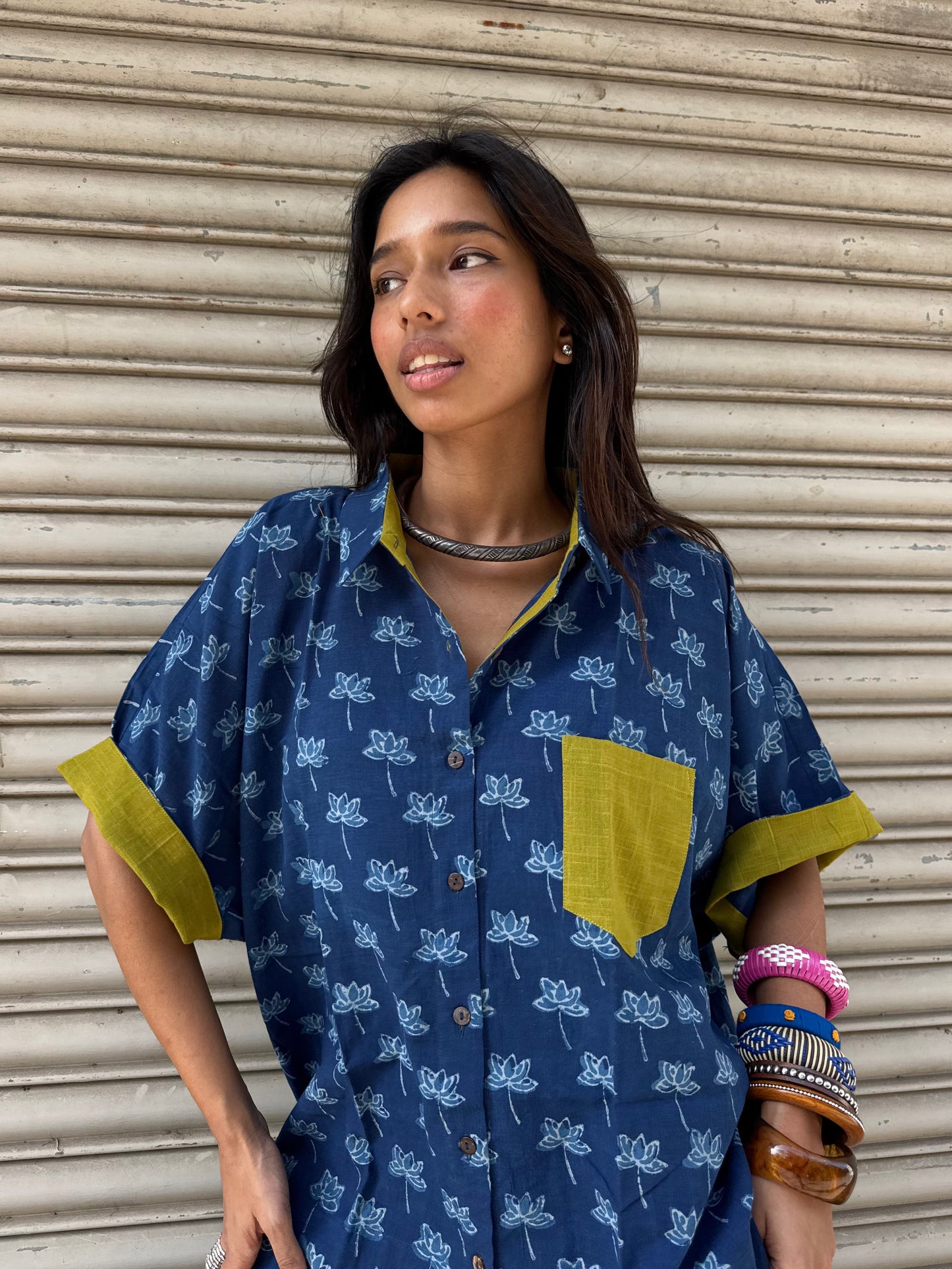 Dandelion Indigo Cotton Shirt
