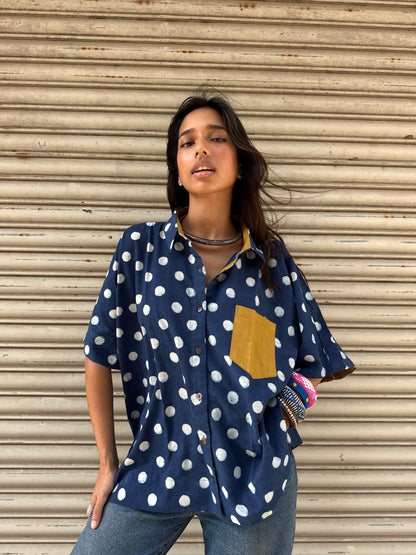 Polka Indigo Cotton Shirt