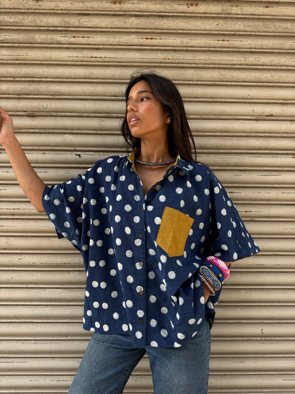 Polka Indigo Cotton Shirt