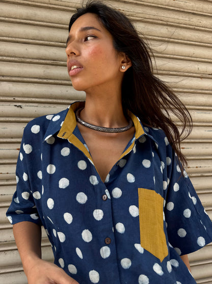 Polka Indigo Cotton Shirt