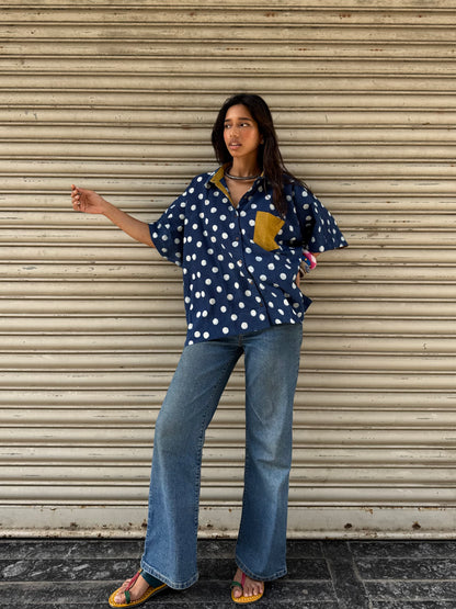 Polka Indigo Cotton Shirt