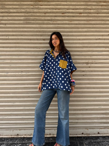 Polka Indigo Cotton Shirt