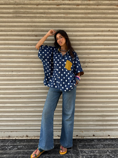 Polka Indigo Cotton Shirt